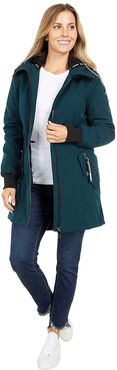 Hooded Cozy Lined Anorak w/ Front Zip (Emerald) Women's Coat