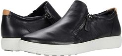 Soft 7 Side-Zip Sneaker (Black Cow Leather) Women's Shoes