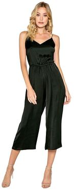 Tie Back Cropped Length Jumpsuit with Adjustable Strap (Black) Women's Jumpsuit & Rompers One Piece