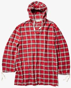 Hooded Runway Shirt Jacket (Red Check) Men's Clothing