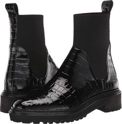 Bridget Chelsea Combat Boot (Black Shiny Embossed Croc/Flyknit) Women's Shoes