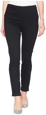 Stretch Twill 28 Pull-On Flatten Leggings with Cuff (Black) Women's Casual Pants