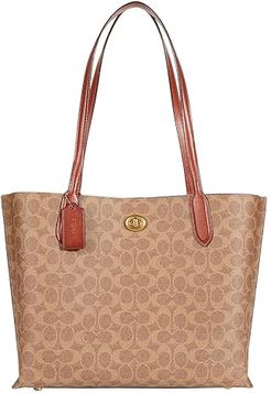 Coated Canvas Signature Willow Tote (Tan Rust) Bags