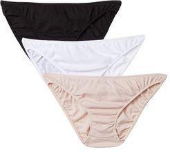 Organic Cotton French Bikini 3-Pack (Bone/White/Black) Women's Underwear