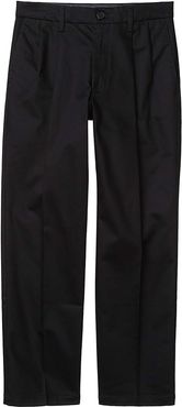 Straight Fit Signature Khaki Lux Cotton Stretch Pants - Pleated (Black) Men's Casual Pants