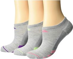 Superlite Stripe II No Show Socks 3-Pack (Light Heather Grey/Glory Purple/Flash Pink/Signal) Women's Crew Cut Socks Shoes