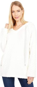 Dream Fleece Cozy Polka Dots Pullover (Soft White) Women's Clothing