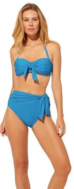 Urban Goddess Knot Front Bandeau Top with Molded Cups (Miramar Bleu) Women's Swimwear