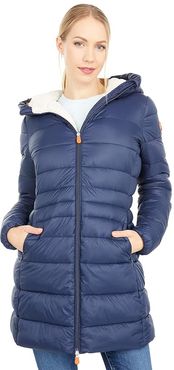 Giga Sherpa Lined Mid Length Puffer Coat (Navy/Blue) Women's Clothing