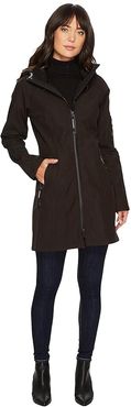 Soft Shell 3/4 Length Functional Rain Coat (Black) Women's Coat
