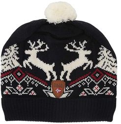 Christmas Hat (4-8 Years) (Navy/Off-White/Raspberry) Beanies