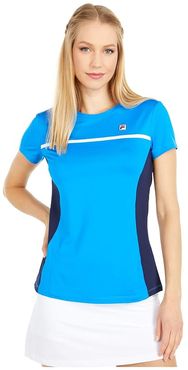Heritage Tennis Short Sleeve Top (Electric Blue/Navy/White) Women's Clothing