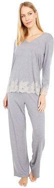 Luxe Shangri-La Long Sleeve PJ Set (Heather Grey) Women's Pajama Sets
