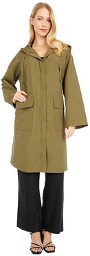 Light Organic Cotton Nylon Hooded K/L Coat (Olive) Women's Clothing
