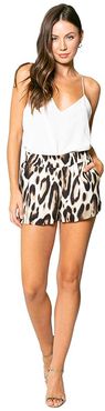 Cheetah Printed Pull-On Shorts (Taupe/Brown) Women's Shorts