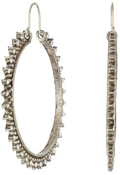 Antiqued Detailed Large Hoop Earrings (Antique Silver) Earring