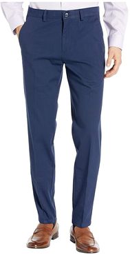 Four-Way Stretch Solid Twill Slim Fit Flat Front Chino (Navy) Men's Dress Pants