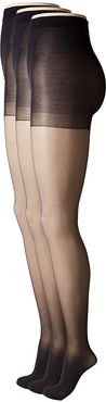 Age Defiance Sheer Pantyhose with Control Top (3-Pack) (Black) Control Top Hose