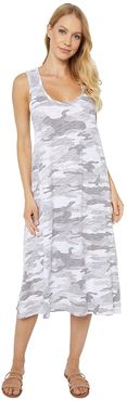 Camo Chic Long Tank Dress (White) Women's Clothing