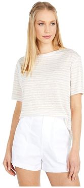 Multi Stripe Boyfriend Tee (Off-White/Light Dune/Papaya) Women's Clothing