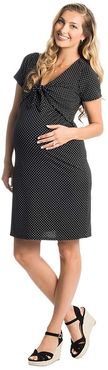 Jada Maternity/Nursing Dress (Black Dot) Women's Clothing