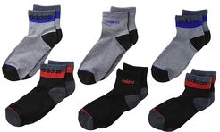 Blocked Linear High Quarter Socks 6-Pack (Little Kid/Big Kid/Adult) (Black/Onix/Black/Onix Marl/Scarlet Onix/Light Onix) Boys Shoes