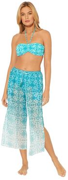 Make Waves Side Slit Pants Cover-Up (Laguna Teal) Women's Swimwear
