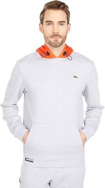 Long Sleeve Color-Block Hoodie (Silver Chine/Gladiolus) Men's Clothing