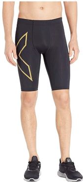 MCS Run Compression Shorts (Black/Gold Reflective) Men's Shorts