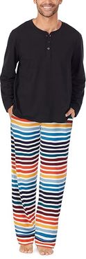 Organically Grown Cotton Elastane Henley Pajama Set (On The Horizon) Men's Pajama Sets