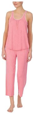 Modal Jersey Sleeveless Cropped PJ Set (Salmon Rose Pindot) Women's Pajama Sets