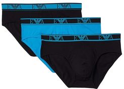 Multipack Monogram 3-Pack Brief (Black/Pop Turquoise/Black) Men's Underwear