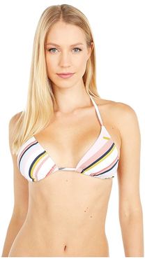 Print Beach Classics Tiki Triangle Top (Bright White/Oriental Stripe) Women's Swimwear