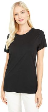 Organic Cotton Midweight Crew Neck Tee (Black) Women's Clothing