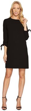 3/4 Tie Sleeve Moss Crepe Shift Dress (Rich Black) Women's Dress