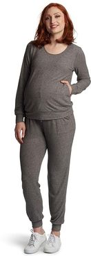Whitney Maternity/Nursing Two-Piece Set (Charcoal) Women's Pajama Sets