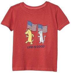 Dog and Cat Flags Crusher Tee (Toddler) (Faded Red) Kid's Clothing