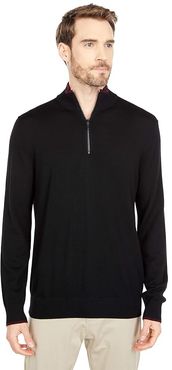1/4 Zip Sweater (Black) Men's Clothing