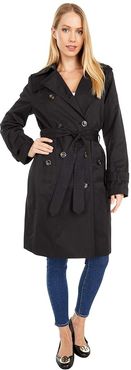 Double Breasted Classic Rain Trench (Black) Women's Coat