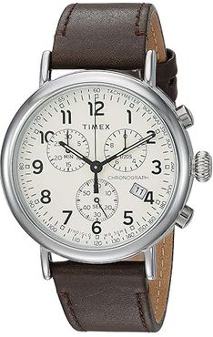 41 mm Standard Chronograph Leather Strap (Cream/Brown) Watches