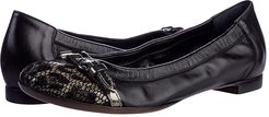 Cap Toe Ballet Flat (Leopard Snake/Black) Women's Shoes