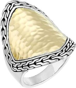 Classic Chain Hammered Heritage Marquise Ring (Gold/Silver) Ring