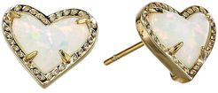 Ari Heart Stud Earrings (Gold White Opal) Earring