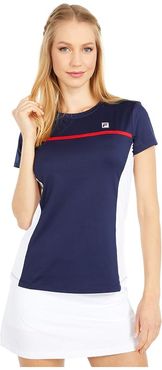 Heritage Tennis Short Sleeve Top (Navy/White/Chinese Red) Women's Clothing
