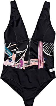 Pop Surf One-Piece (True Black/Pop Flowers) Women's Swimsuits One Piece