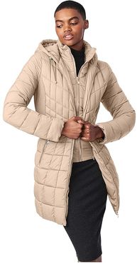 EcoPlume Packable Hooded Walker with Bib (Peach Glow) Women's Coat