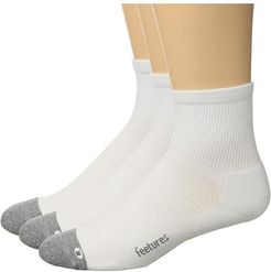 Elite Max Cushion Quarter 3-Pair Pack (White) Quarter Length Socks Shoes