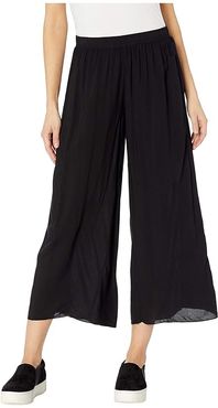 Pull-On Wide Racer Stripe Crop Pants (Black) Women's Casual Pants