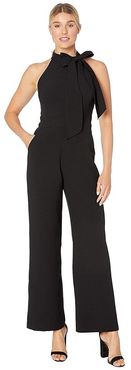 Kors Crepe Bow Neck Halter Jumpsuit (Black) Women's Jumpsuit & Rompers One Piece