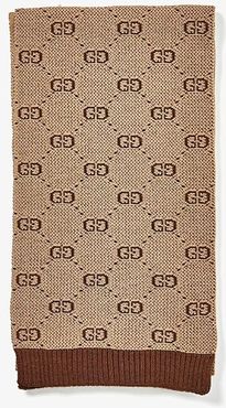 Children's GG Wool Cotton Scarf (Camel/Dark Brown) Scarves